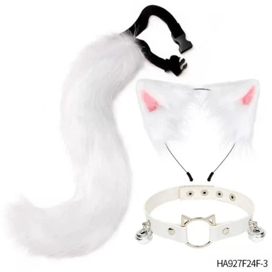 Halloween cosplay costumes contain a furry three-piece set of cat ears and tail Good Vibrations
