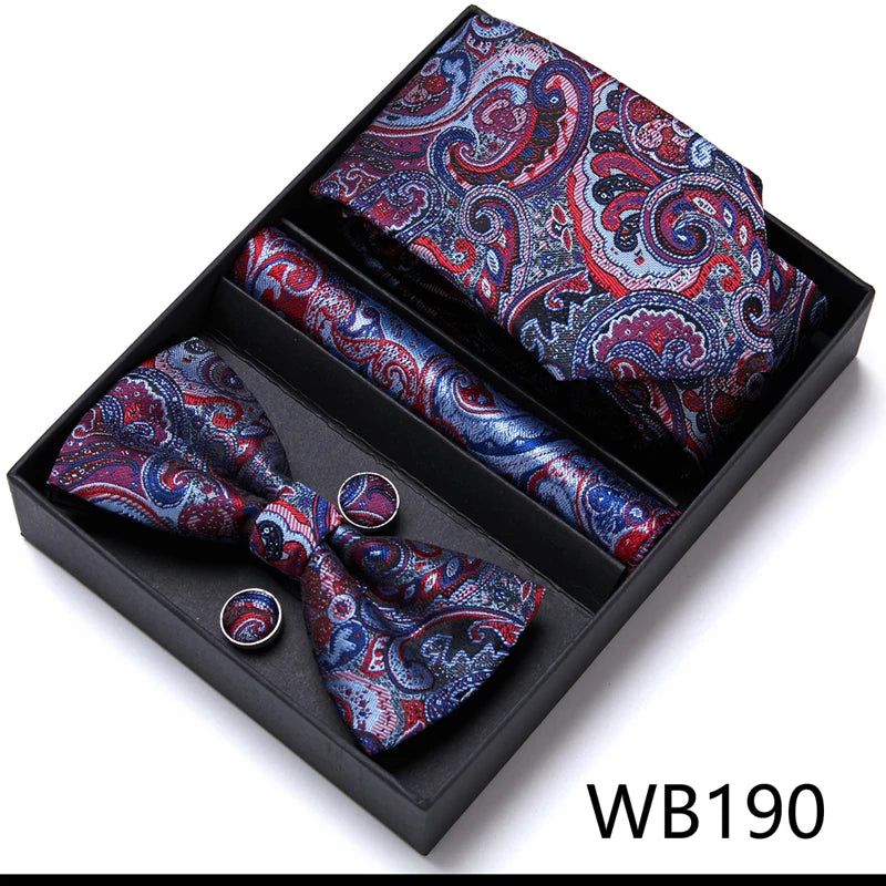 Tie For Men Formal Dress Tuxedo NeckTie Handkerchief Bow Tie Set PlaisyParty Groom Wedding Butterfly Bowtie In Box Good Vibrations