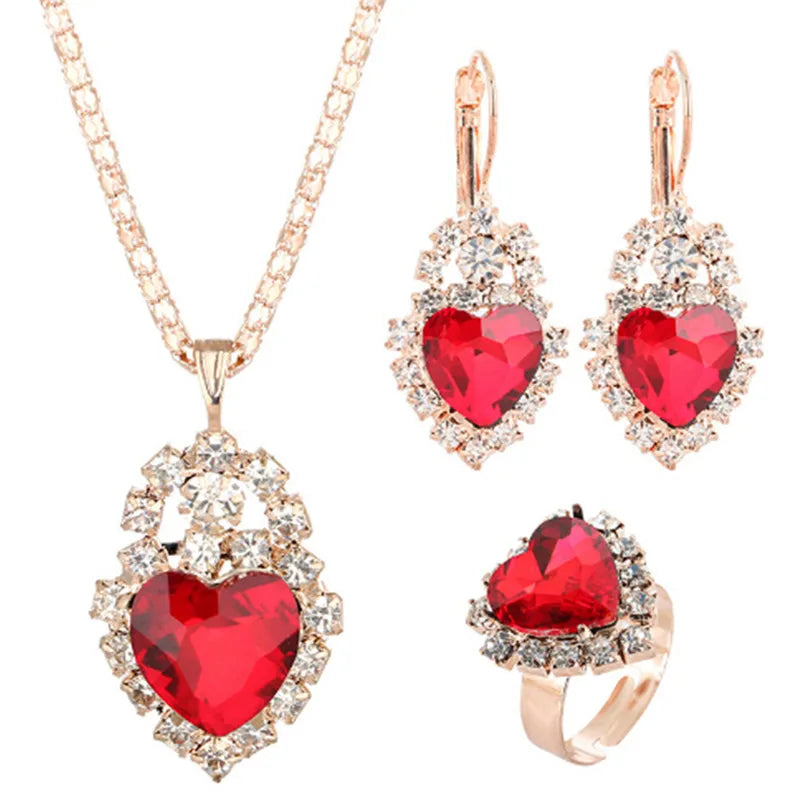 Jewelry Sets Women Wedding Jewelry Set for Brides Gold-Color Zirconia Earring Pendant Necklace Ring Sets Good Vibrations Adult Super Store