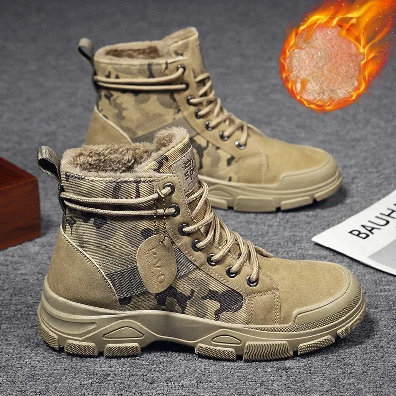 Camouflage Boots for Men Autumn Winter Platform Boots Outdoor High-top Shoes Men Ankle Boots Buty Robocze Meskie Good Vibrations