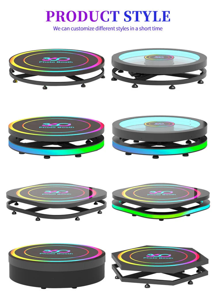High Quality Rotating Photo Booth Video Camera Portable 360 Degree Photo Booth for Wedding Party Good Vibrations