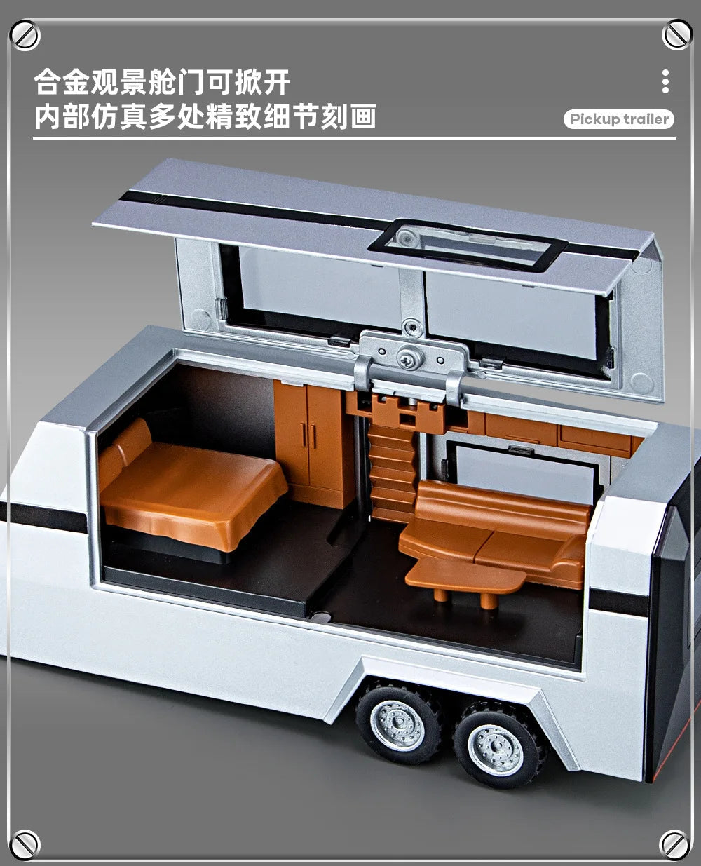 1:32 Toy Trucks for Boys Cybertruck Model Silver Pickup Truck Diecast Metal Toy Cars with Sound and Light for Kids Good Vibrations