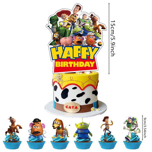 Toy Story Cake Topper、Cupcake Toppers ,Toy Story Birthday Decorations,Theme Party Supplies, Toy Story Birthday Cake Decorations Good Vibrations