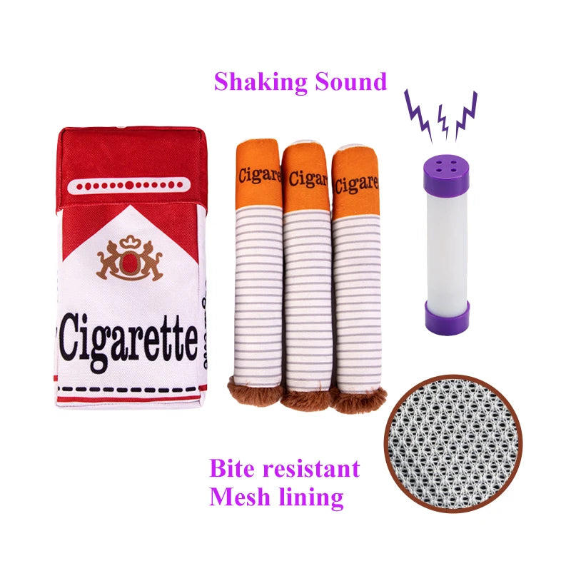 Cigarettes Dog Toy Imitation Cigar Chew Toy Interactive Plush Dog Chew Toy Funny Stuffed Dog Toys Novelty for Chewing Teething Good Vibrations