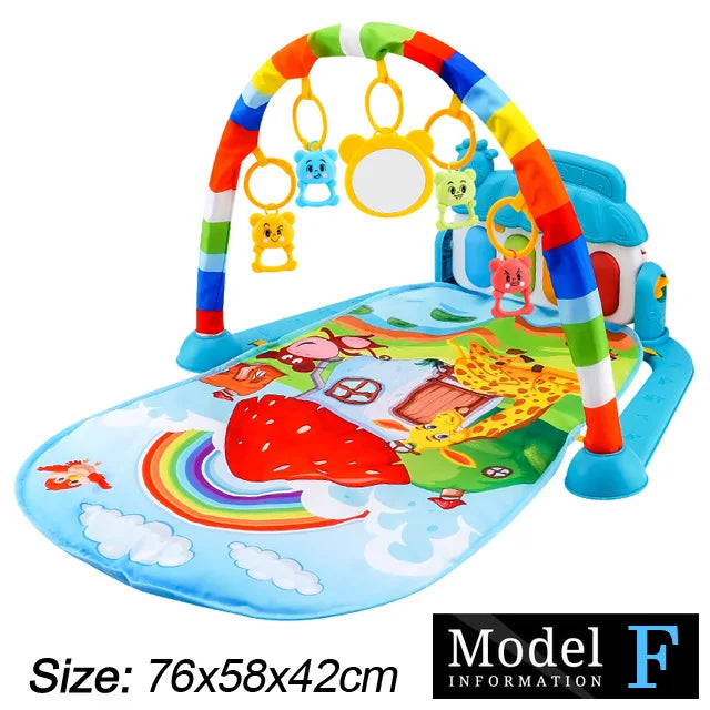 Baby Fitness Stand Music Play Gym Activity Toys Newborn Piano Crawling Blanket Pedal Game Pad Early Education 0-36 Months Gifts Good Vibrations