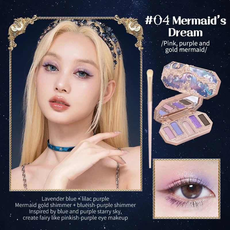 Flower Knows Moonlight Mermaid Eyeshadow Delicate Matte Glow Shimmer Chameleon Waterproof 5 Color Glitter Eye Shadow Palette Good Vibrations