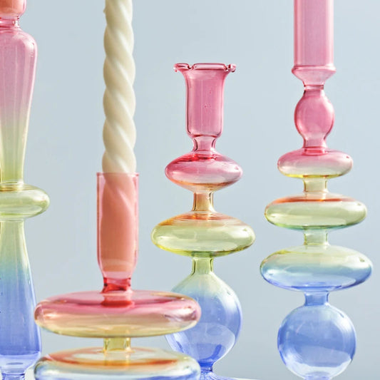 Candlestick Holder Glass Candle Holder for Candlestick Dinner Party Wedding Centerpieces Table Decoration Home Decor Good Vibrations
