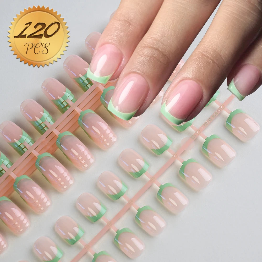 100Pcs Light Pink Press on Nails Short Medium Square Wearable Fake Nails Tips 10 sizes Full Cover False Nails Finger Decoration Good Vibrations