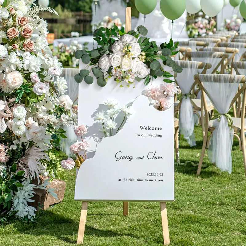 1pc Artificial Flower Decoration Wedding Welcome Card Flower Arch Flower Reception Ceremony Background Decorative Good Vibrations