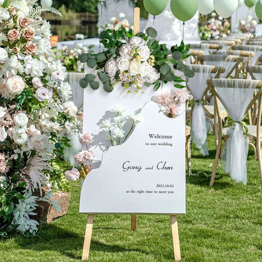 1pc Artificial Flower Decoration Wedding Welcome Card Flower Arch Flower Reception Ceremony Background Decorative Good Vibrations
