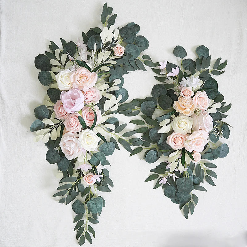 Yannew Burnt Orange Rustic Wedding Arch Flowers White Swag Drape Kit for Wedding Ceremony Reception Backdrop Floral Decoration Good Vibrations