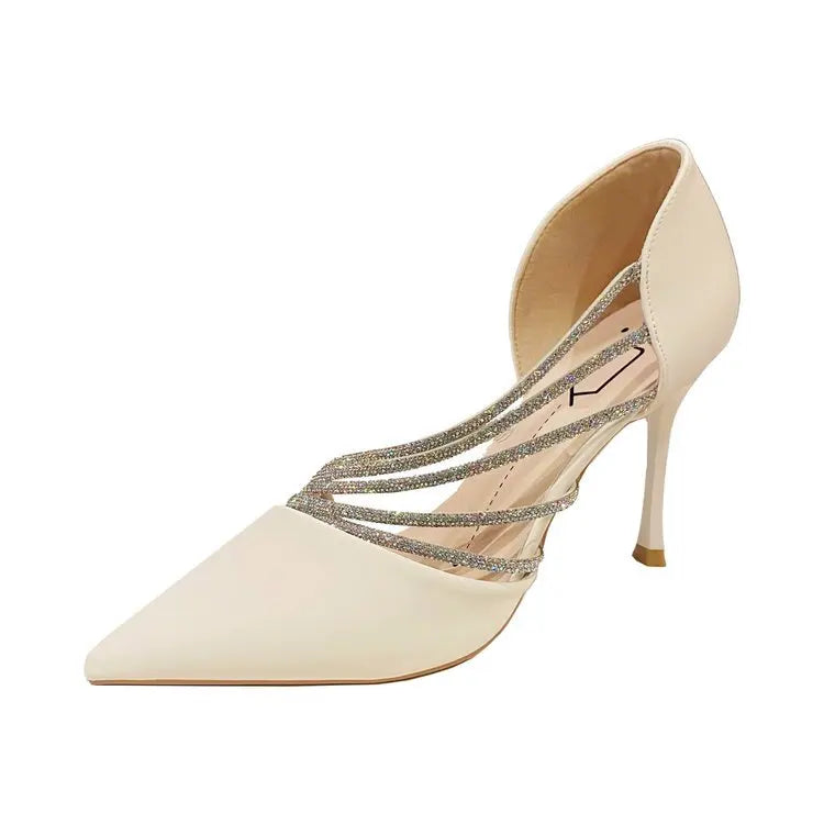 Women Evening Party High Heels New Pumps Elegant Ladies Pointed To Black Strappy Stripper Shoes for Women Good Vibrations