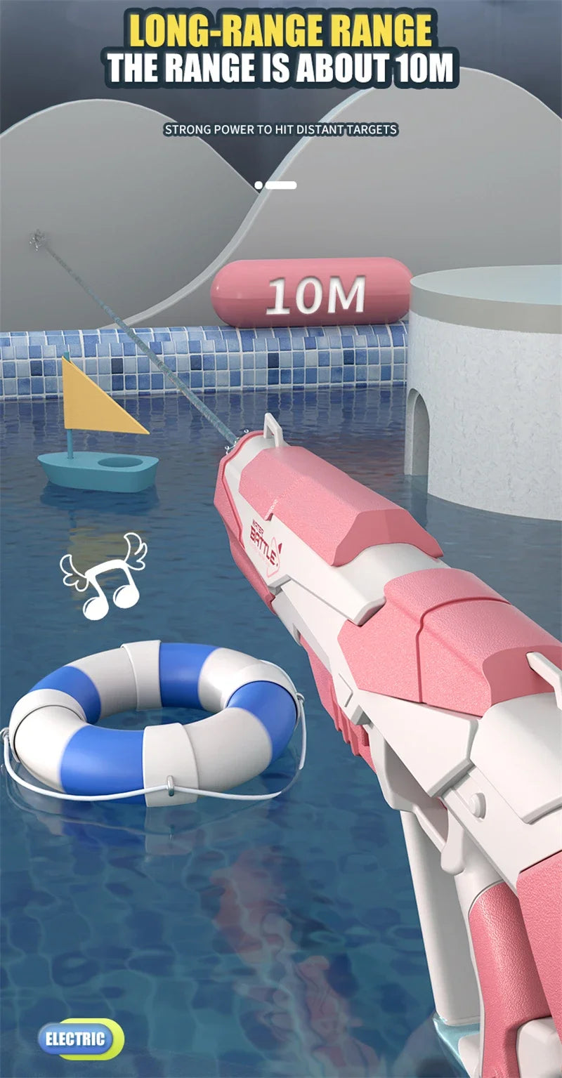 New Water Gun Electric Full Continuous Firing Toy Summer Beach Pool Water Toy Gun Fully Automatic Water Absorption Toys for Kids Good Vibrations