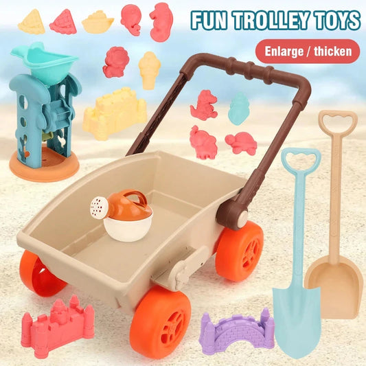 Kid Trolley Beach Play Toy Sandbox Shovel Animal Molds Beach Accessories Dig Sand Toy Outdoor Seaside Water Game Kid Fun Gift Good Vibrations