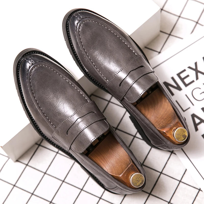 Men's Dress Shoes Trend Leather Formal Loafers Men Classic Casual Business Shoes For Men Party Social Leather Shoes Loafers Male Good Vibrations