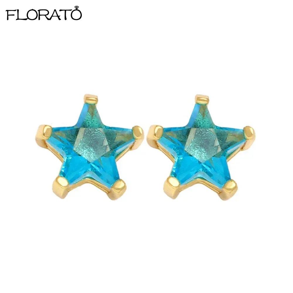 925 Sterling Silver Needle Summer Blue Earrings Trend 18K Gold Hoop Earrings for Women Fashion Puncture Jewelry Ear Accessories Good Vibrations