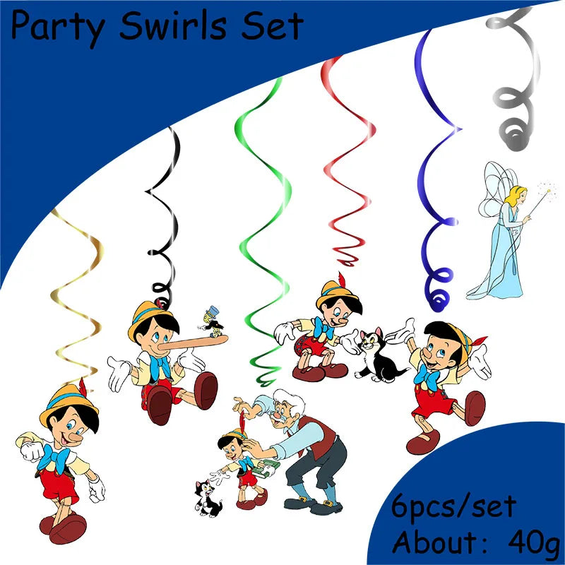 The Adventures of Pinocchio  Birthday Party Decorations Paper Tableware Cake Topper Latex Balloons Baby Shower Party Supplies Good Vibrations