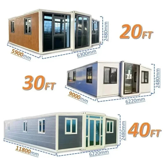 Portable Expandable Container House for Family Leisure with 2-3 Bedrooms, Parent-Child Homestay Venue, 40ft 20ft Tiny House. Good Vibrations