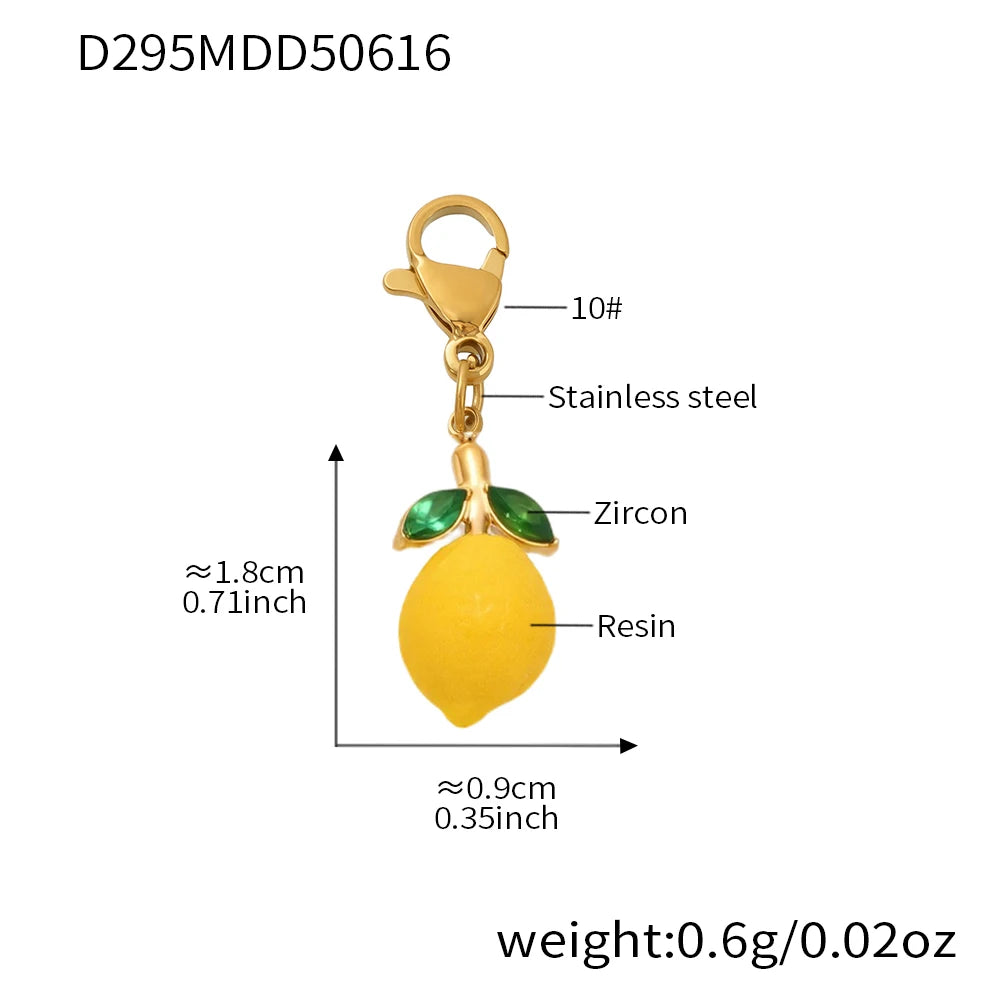 Nivora Resin Fruit Lemon Pendant Necklace For Women Imitation Pearl Stainless Steel Zircon Handmade Strand Beads Choker Jewelry Good Vibrations