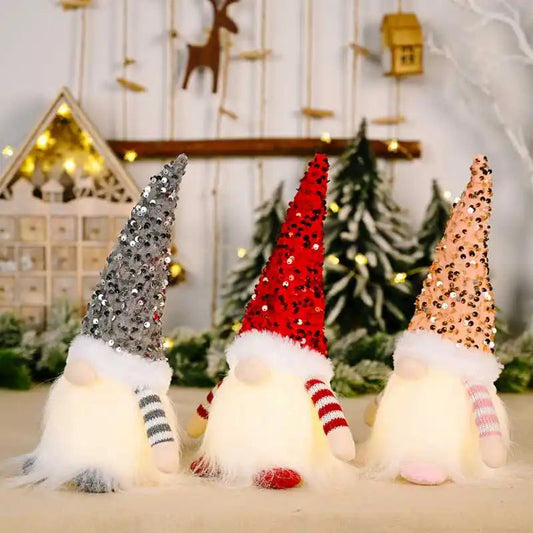 Christmas Gift Gnome Doll Couple Led Night Light Sledge Elf Ski Home Xmas Tree Desktop ornament Decor Navidad New Year Valentine Good Vibrations