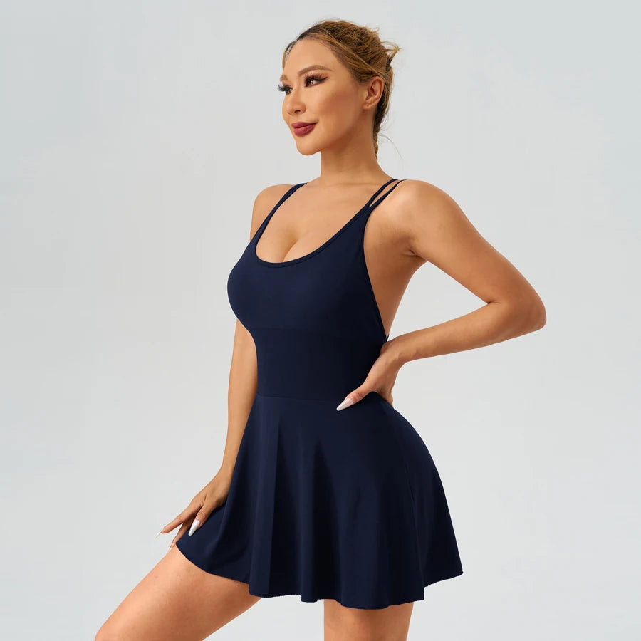 Summer Tennis Wear Womens Dresses Sportswear Woman Gym Dresses Bra Jumpsuit Shorts Leggings Women's Tracksuit Sport Yoga Clothes Good Vibrations