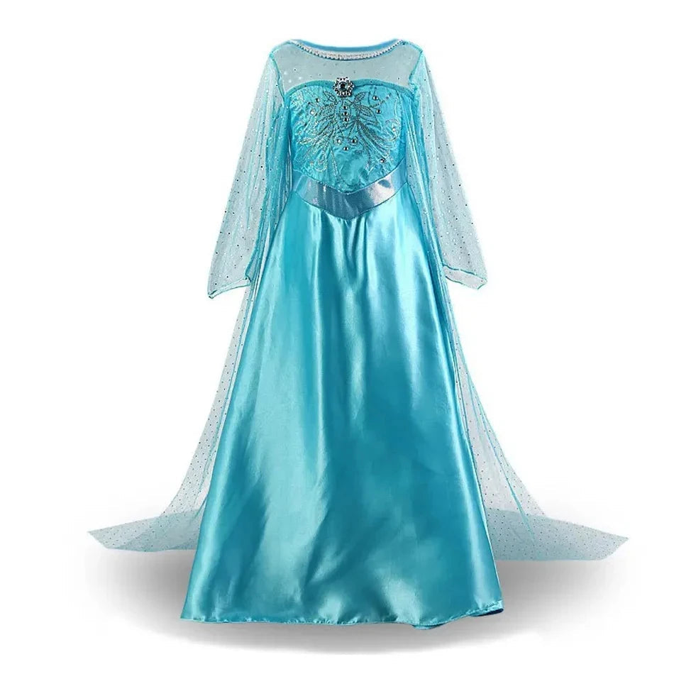 Disney Kids Princess Costume Elsa Anna Halloween Dress Girl Jasmine Moana Dinner Dress Rapunzel Mermaid Pageant Disguise 3-10Y Good Vibrations