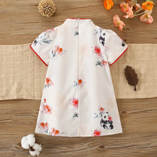 Baby Girl Dress Summer Panda Chinese Style Cheongsam Dress Hanfu Girls' Clothing Good Vibrations