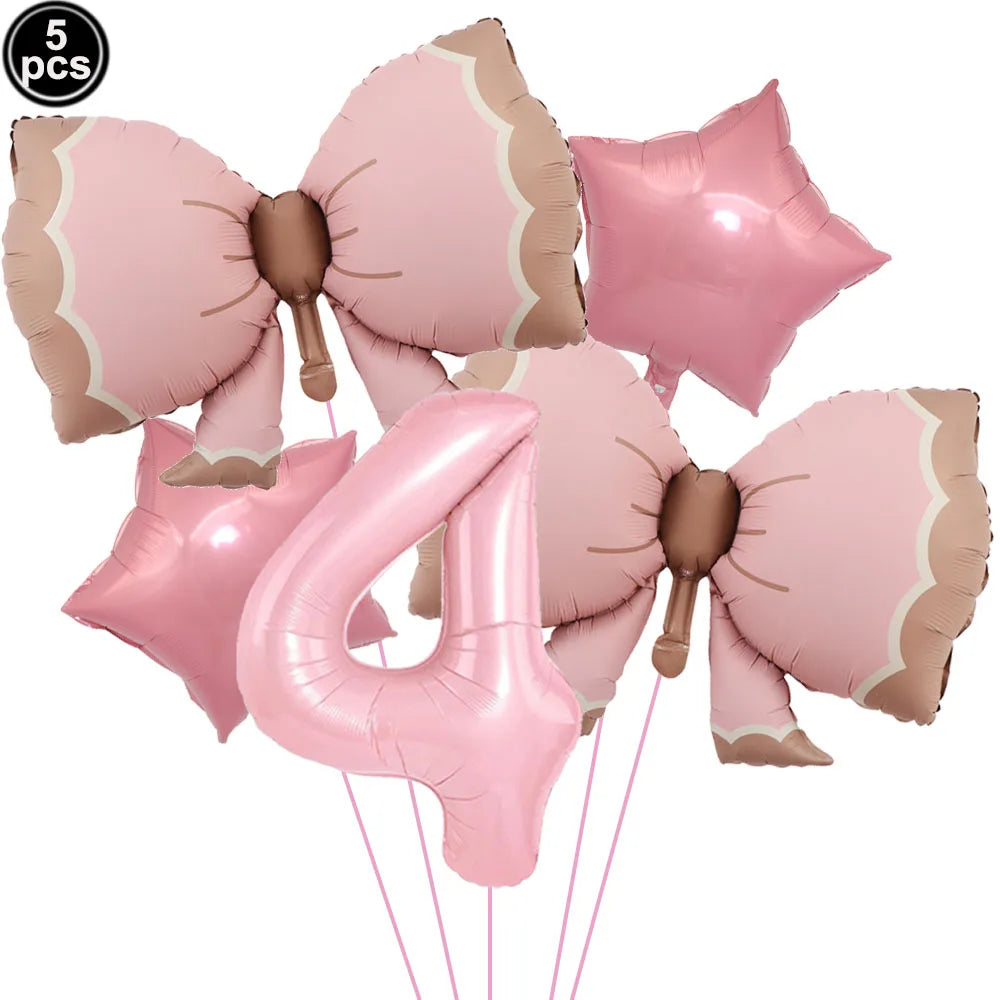 Pink Bow Birthday Party Supplies Disposable Bow Themed Tableware Set Engagement Wedding Girls Birthday Bachelorette Party Decor