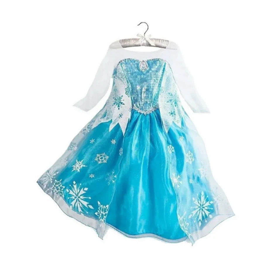 Disney Kids Princess Costume Elsa Anna Halloween Dress Girl Jasmine Moana Dinner Dress Rapunzel Mermaid Pageant Disguise 3-10Y Good Vibrations