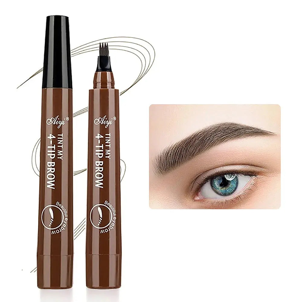 Waterproof Eyebrow Pencil, Quad Eyebrow Pencil, Natural Brow Makeup Long-Lasting Non-Fade Liquid Water Eyebrow Pencil (5 Colors) Good Vibrations