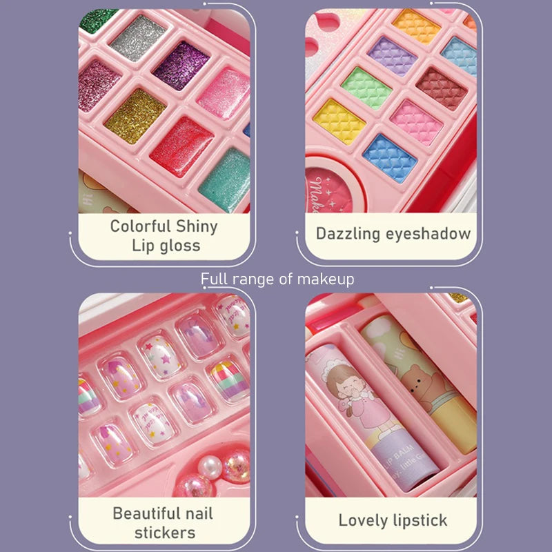 Kids Makeup Kit for Little Girls 49 Pcs Washable Makeup Kit Kids Real Girls Makeup Kit with Cosmetic Case ,Birthday Gifts Good Vibrations