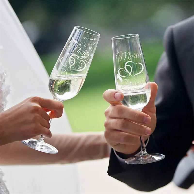 Set of 2 Personalized Mr. And Mrs. Wedding Toasting Flutes Wedding Glasses Custom Bride and Groom Toasting Glasses Good Vibrations