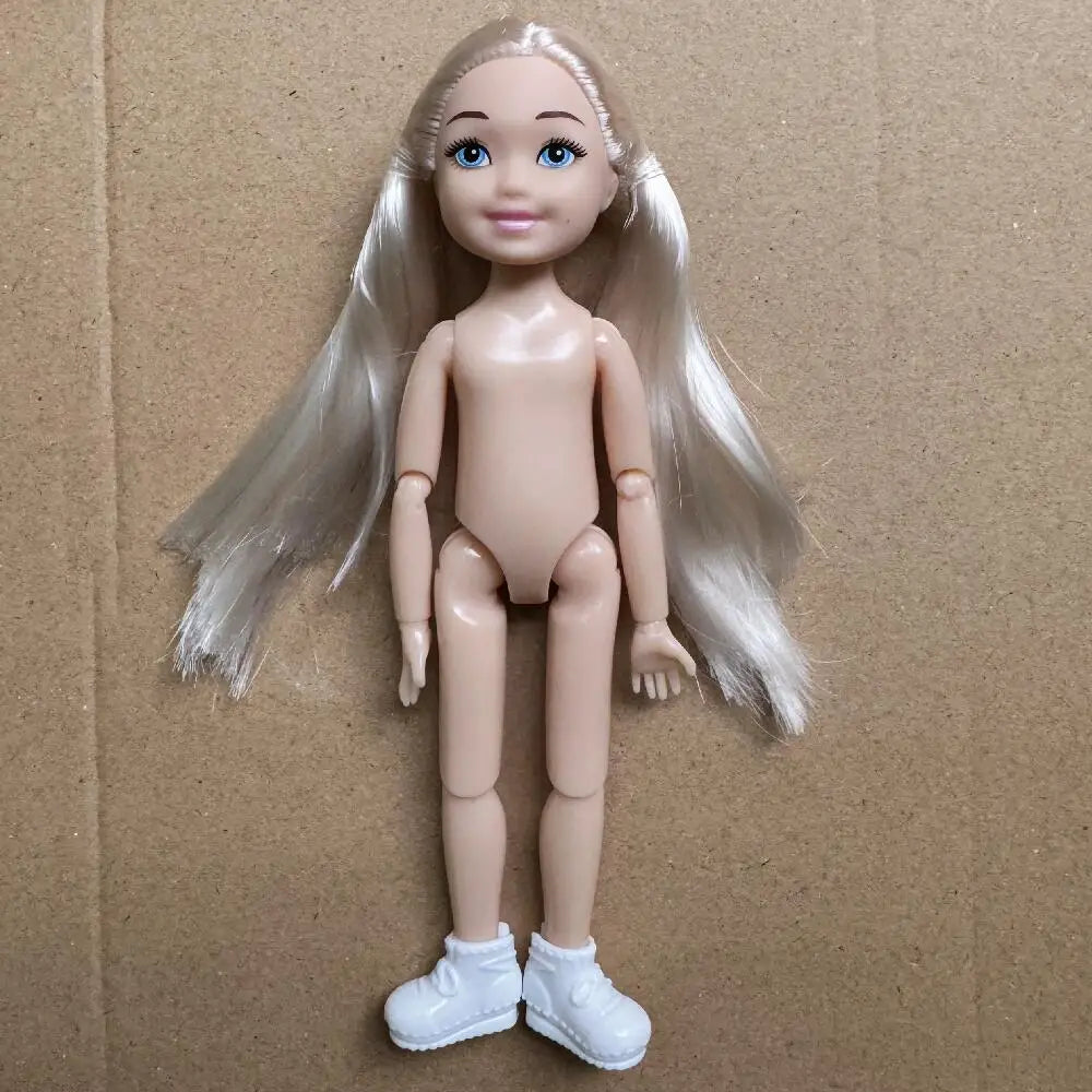 14cm Little Kelly Joints Movable 5-inch Boys Girls Dark Ordinary Skin Naked Body Reborn Bjd 1/12 Toys White Blonde Black Hair Good Vibrations