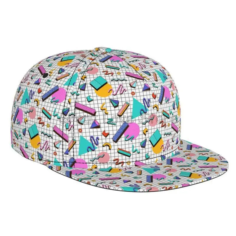 Retro 80s 90s Flat Bill Hat Unisex Snapback Baseball Cap Hip Hop Style Flat Visor Blank Adjustable Black Good Vibrations