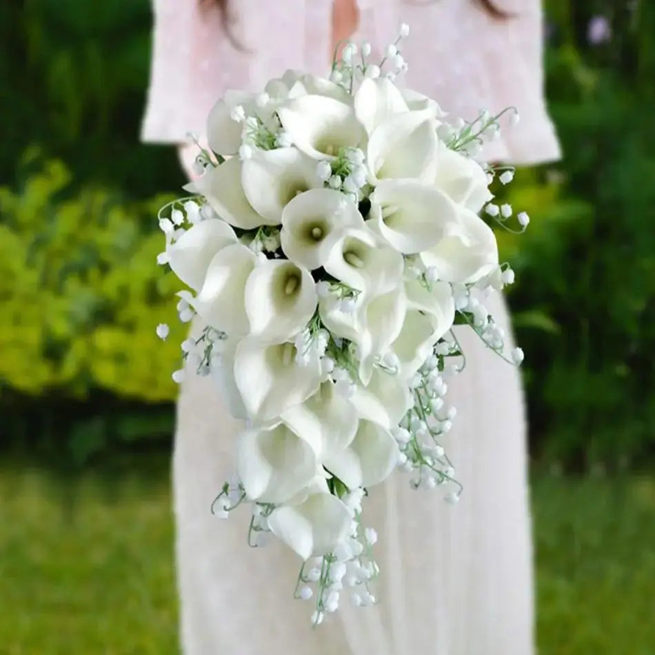 Wedding Bouquet Bridal Artificial Silk Flowers Foam Roses Bouquet Lace Decoration Natural Wedding Flowers Good Vibrations