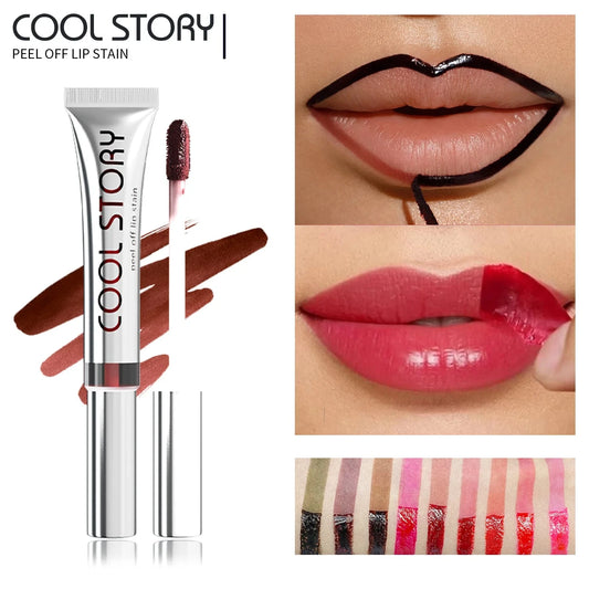 coolstory9 color tearing lip glaze matte long lasting color retention peelable lip liner lipstick non-stick cup lip color Good Vibrations