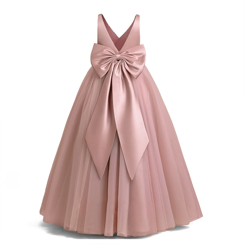 Girl Long White Bridesmaid Dresses For Wedding Prom Gown Big Bow Girls Party Dress Kids First Communiom Formal Evening Vestidos Good Vibrations
