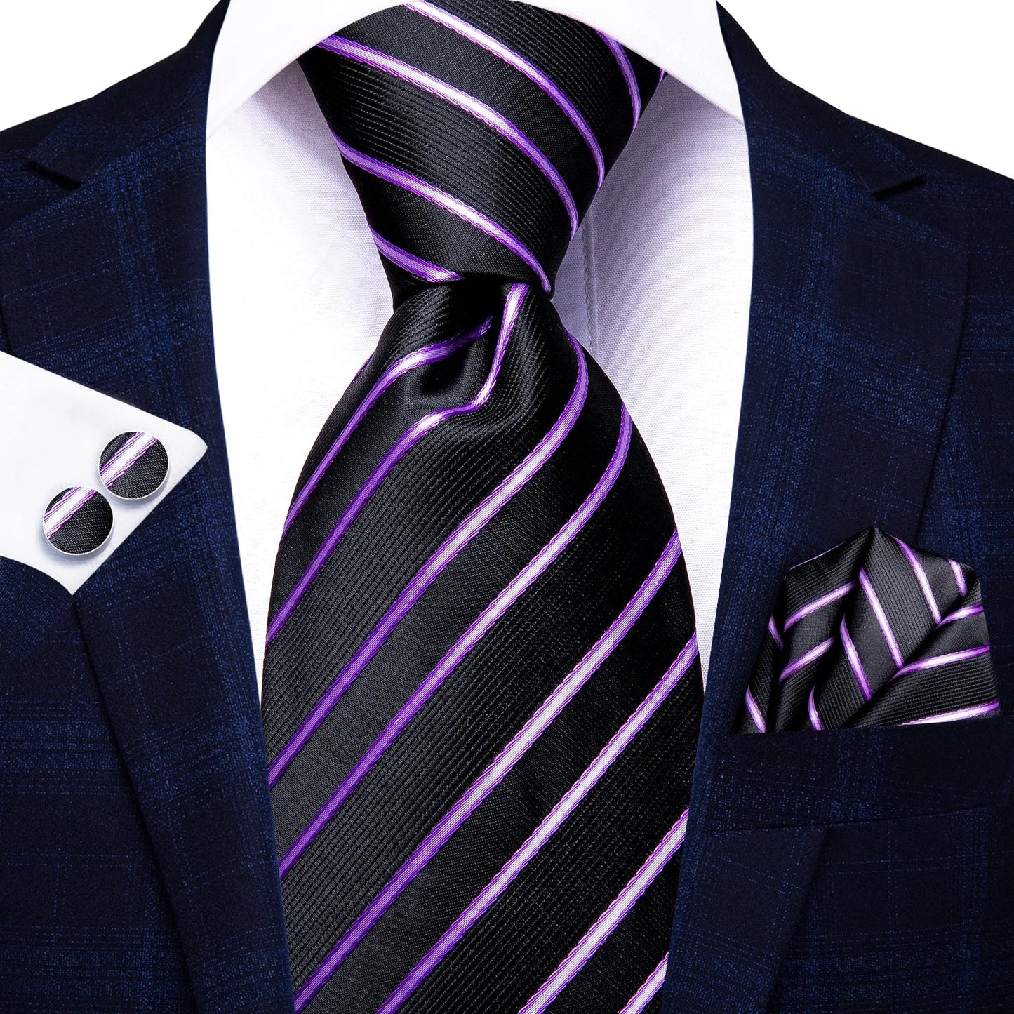 Hi-Tie 8.5cm Business Black Solid Paisley 100% Silk Men's Tie Neck Strip Ties for Men Formal Luxury Wedding Neckties Gravatas Good Vibrations