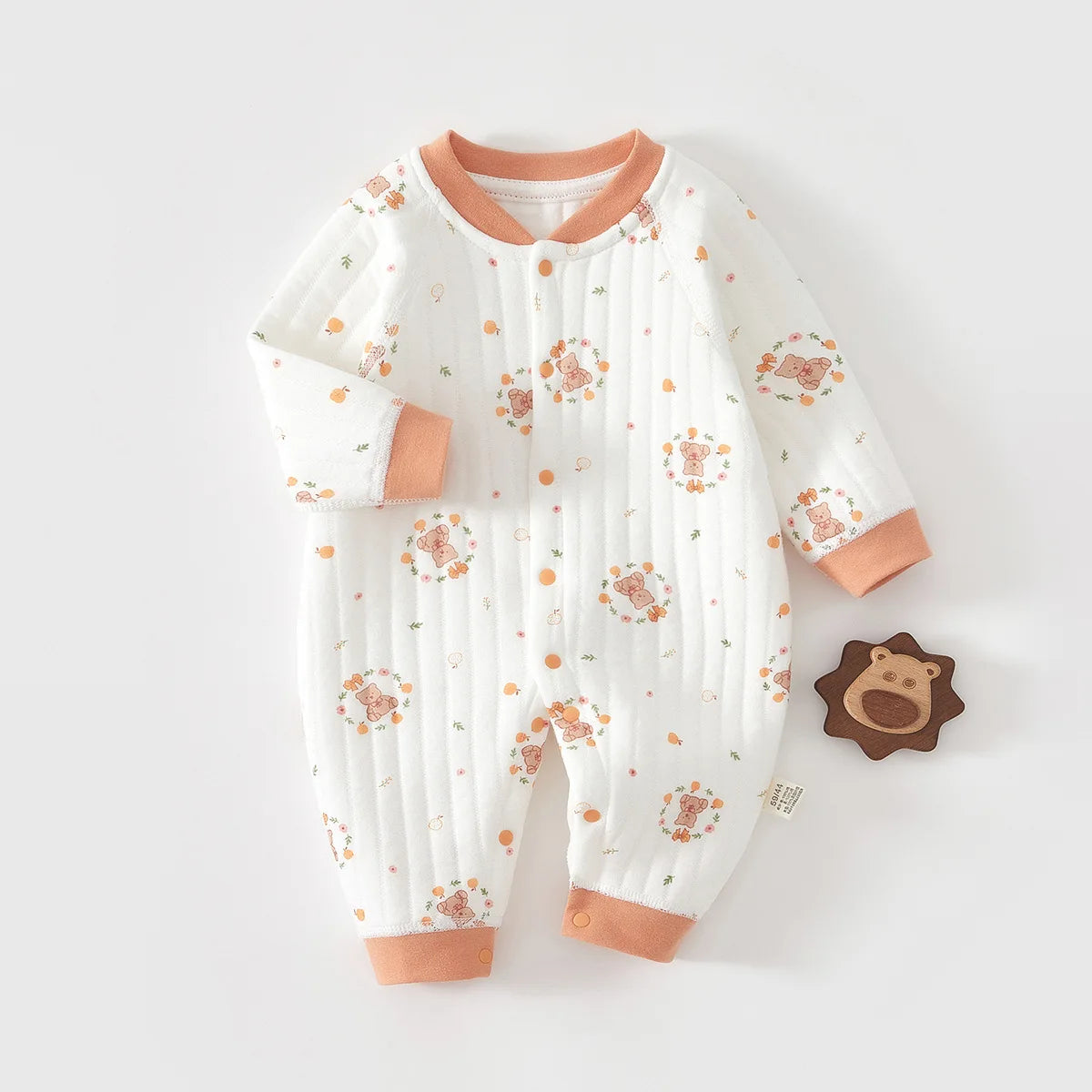 Baby Jumpsuit Clothes Winter Thickening 100% Cotton Boys Girls Cute Printed Bear Romper Infant Onesie Spring Trend 1-3-6-9-12M Good Vibrations