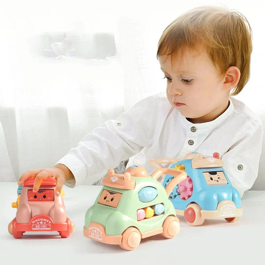 Kid Pull Along Toy Walking Trolley Musical Light Up Car Toy Crawling To Walking Learning Toys Cartoon Polyhedral Trolley Car Toy Good Vibrations