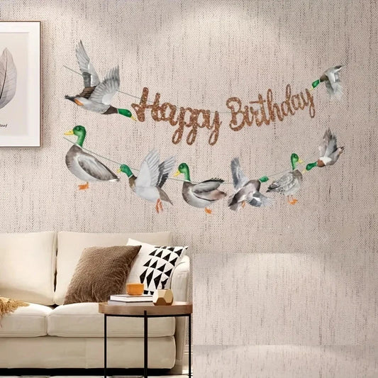 Mallard Duck Happy Birthday Party Decorations Duck Hunting Birthday Party Banner Mallard Duck Birthday Party Banner Hunting Good Vibrations