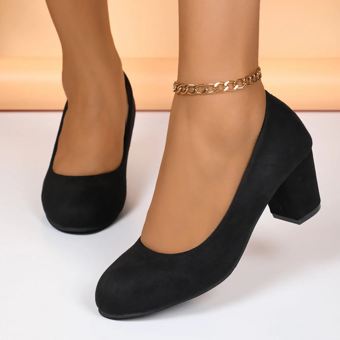 Shallow Women High Heels Shoes Retro Mid Heels Pumps Fashion Trend Autumn Designer Shoes Walking Dress Shoes Zapatos De Mujer Good Vibrations