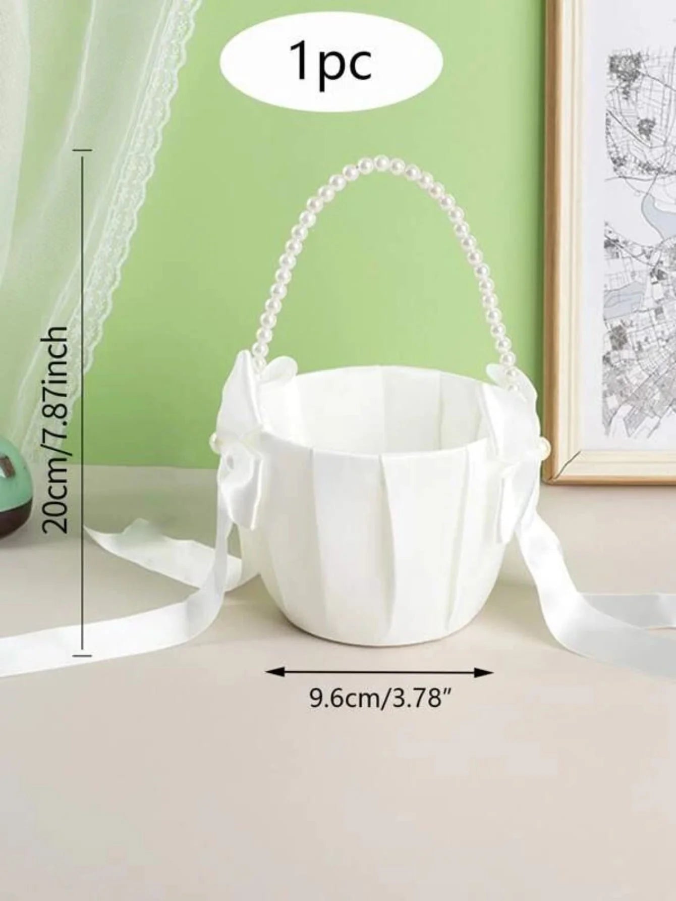 Wedding supplies bridal flower basket Pearl handle flower girl basket 1pc Good Vibrations