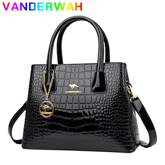 Luxury Patent Leather Crossbody Bags Women Crocodile Pattern Sac 2024 Large Capacity Ladies Shoulder Tote Bags Designer Purse Good Vibrations