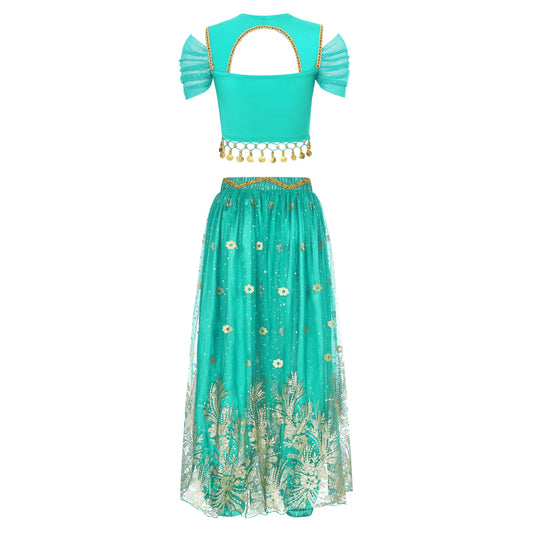 Women Arabic Belly Dance Costume Oriental Indian Sari Bollywoods Jasmine Halloween Cosplay Top Pants Rave Phot Dancewear Outfit Good Vibrations