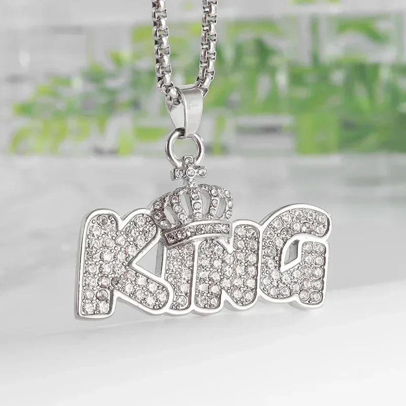 Hip Hop Ice Out Square Crystal S-A-V-A-G-E Letter Pendant Necklace for Men and Women Street One Last Party Trendy Jewelry Gift Good Vibrations