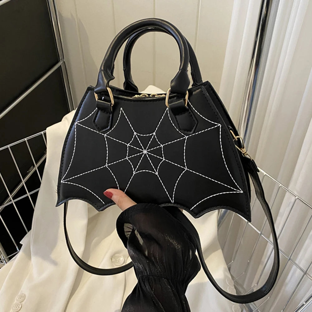 Women Crossbody Bag Large Capacity Coffin Shape Phone Shoulder Bag Halloween PU Top Handle Bag for Travel Make Up Cosmetic Bag Good Vibrations