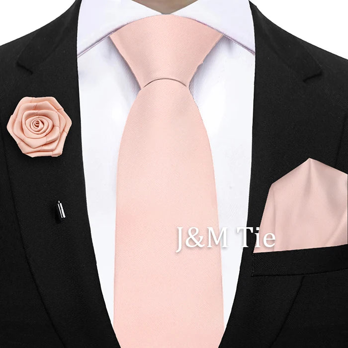Mens Ties Set Sage Green Pink Grey Brown NeckTie Pocket Square Brooch Wedding Tie Suit Accessories Fit Group Holiday Party