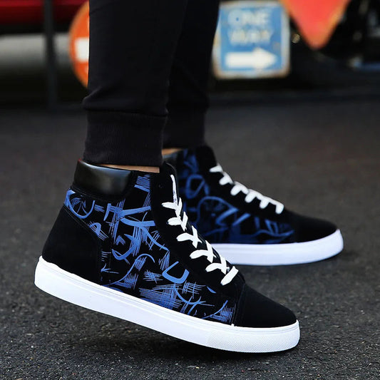 High Top Causal Shoes for Men Fashion Platform Sneakers All-match Men Boots Outdoor Breathable Men Sports Shoes Tenis Masculino Good Vibrations