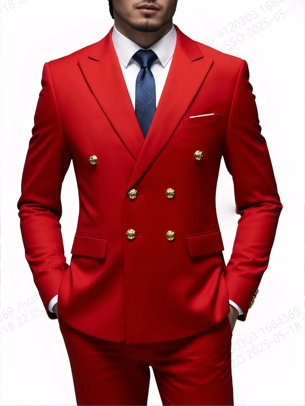 Suit (Blazer + Trousers) Men's Fashionable Gentleman Business Double-breasted Solid-color Banquet Host Casual Wedding Suit Good Vibrations